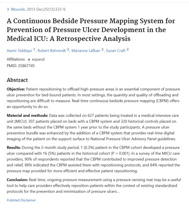 A Continuous Bedside Pressure Mapping System for Prevention of Pressure Ulcer Development in the Medical ICU: A Retrospective Analysis