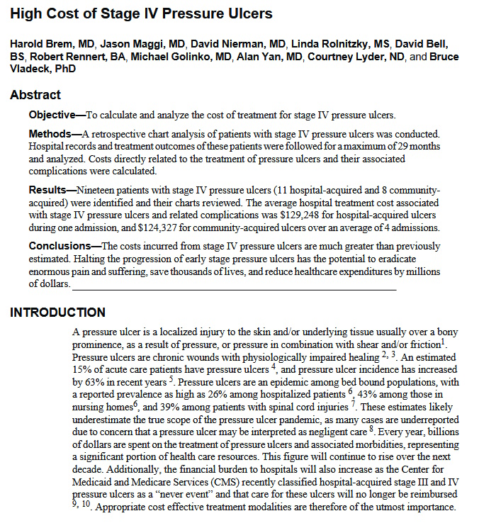 High cost of stage IV pressure ulcers